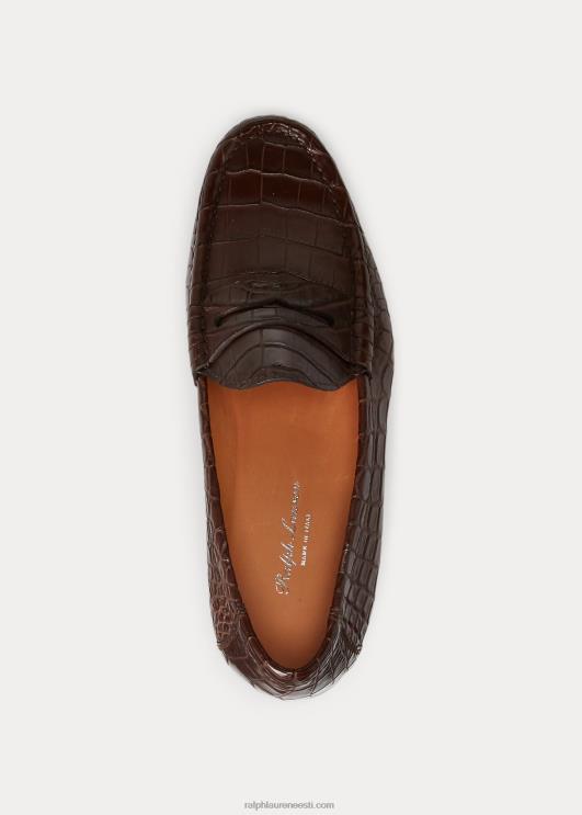 Ralph Lauren mehed chalmers krokodill-loafer PR0V2162 tumepruun