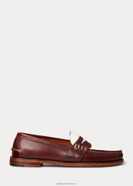 Ralph Lauren mehed morehouse kollektsiooni penny loafer PR0V2094 Burgundia ja koor