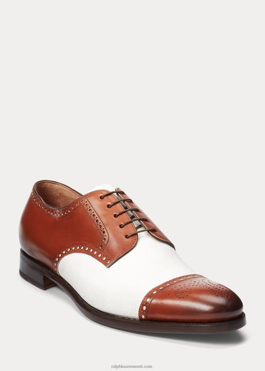 Ralph Lauren mehed poleeritud nahast ja seemisnahast kingad PR0V8740 päevitus/kreem