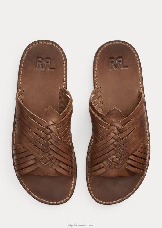 Ralph Lauren mehed punutud nahast sandaal PR0V2126 tumepruun