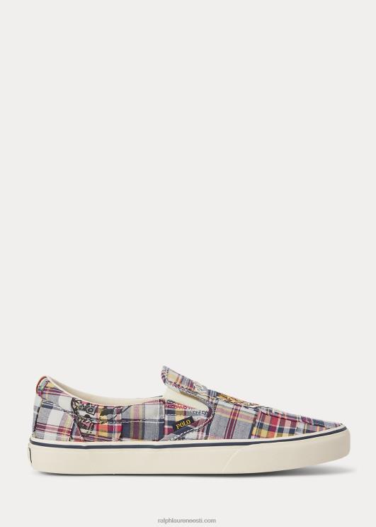 Ralph Lauren mehed keatoni lapitööd madras slip-on tossud PR0V2026 tiigri lapitöö multi
