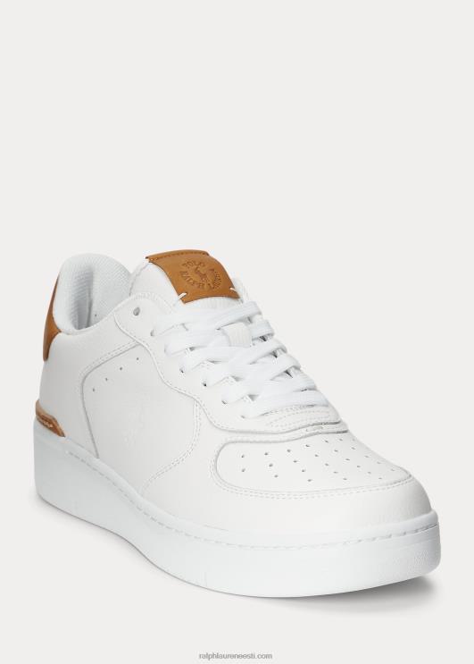 Ralph Lauren mehed meistrite õukonna nahast tossud PR0V2010 tekipesuvahend valge/pruun