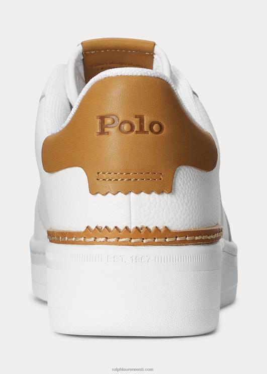 Ralph Lauren mehed meistrite õukonna nahast tossud PR0V2010 tekipesuvahend valge/pruun