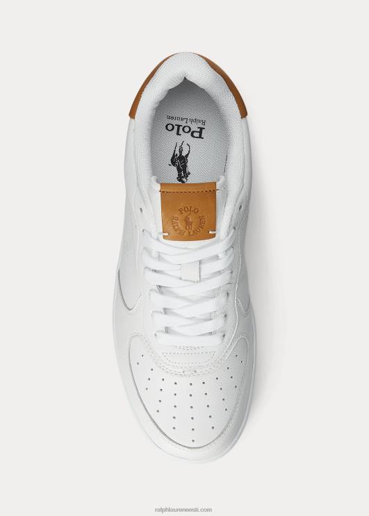 Ralph Lauren mehed meistrite õukonna nahast tossud PR0V2010 tekipesuvahend valge/pruun