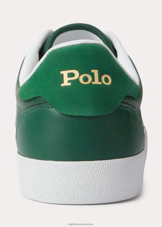Ralph Lauren mehed õukonnanahast madalad tossud PR0V1981 mets roheline/valge