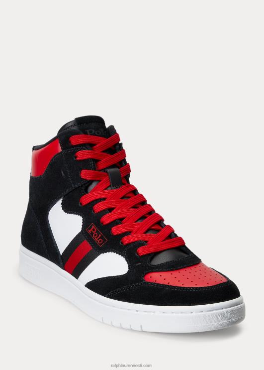 Ralph Lauren mehed õukonnanahast-seemisnahast kõrged tossud PR0V1986 must/valge/punane