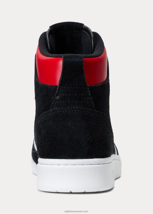 Ralph Lauren mehed õukonnanahast-seemisnahast kõrged tossud PR0V1986 must/valge/punane