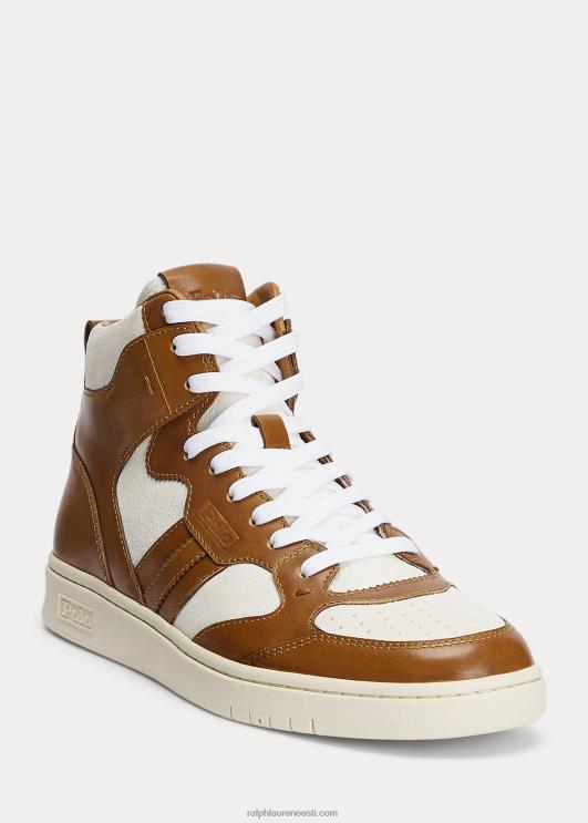 Ralph Lauren mehed õukonnanahast-seemisnahast kõrged tossud PR0V2003 põletatud päevitus