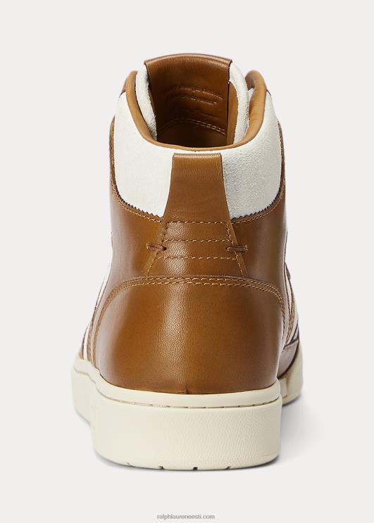 Ralph Lauren mehed õukonnanahast-seemisnahast kõrged tossud PR0V2003 põletatud päevitus