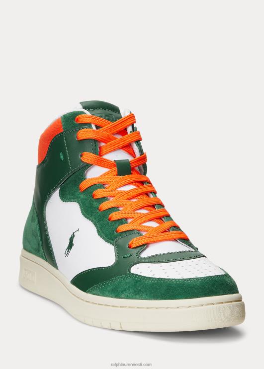 Ralph Lauren mehed õukonnanahast-seemisnahast kõrged tossud PR0V2005 mets/valge/oranž
