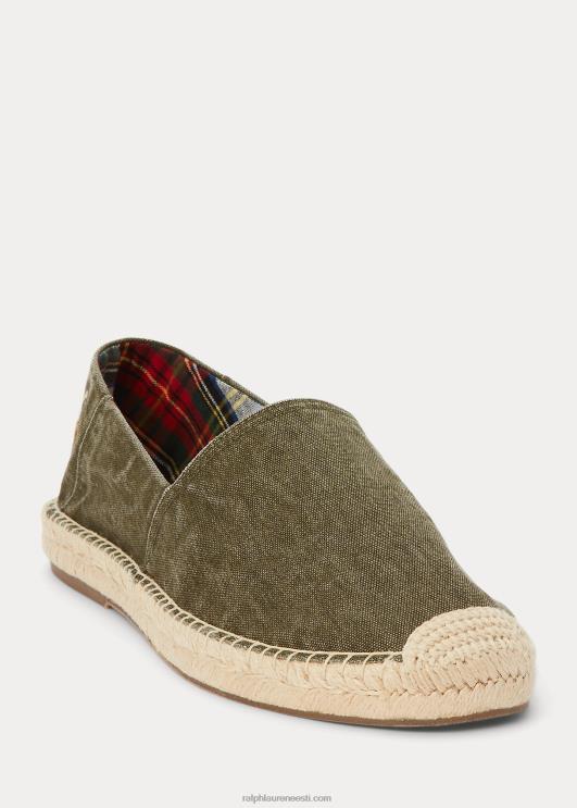 Ralph Lauren mehed cevio pestud lõuend espadrill PR0V2071 varikatuse oliiv
