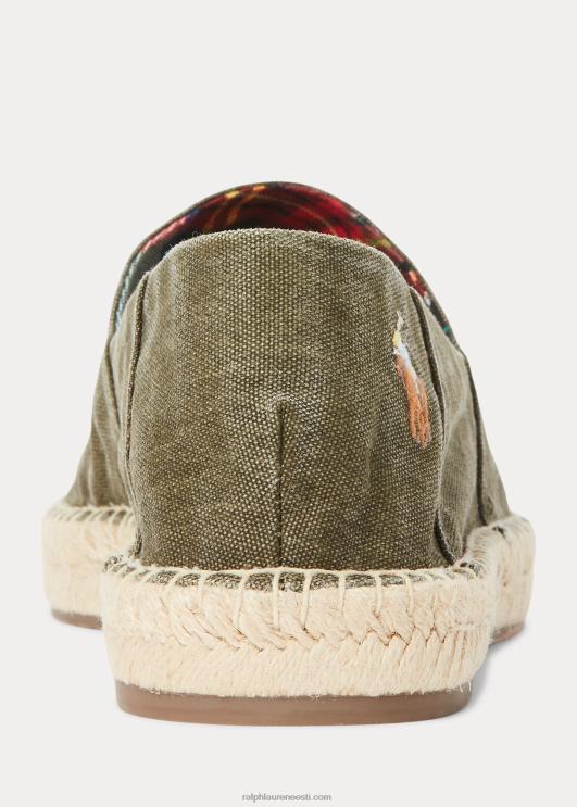 Ralph Lauren mehed cevio pestud lõuend espadrill PR0V2071 varikatuse oliiv