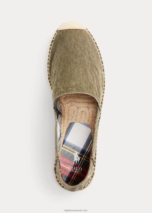 Ralph Lauren mehed cevio pestud lõuend espadrill PR0V2071 varikatuse oliiv