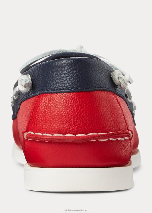 Ralph Lauren mehed merton kahevärviline nahast paadiking PR0V2079 mereväe/punane