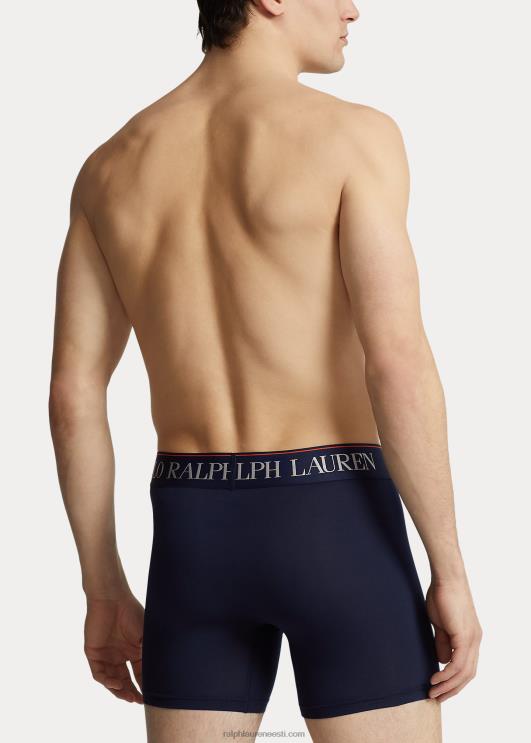 Ralph Lauren mehed 4d-flex mikrofiibrist bokserid, 3-pakk PR0V365 tumesinine/roheline/monogrammtrükk