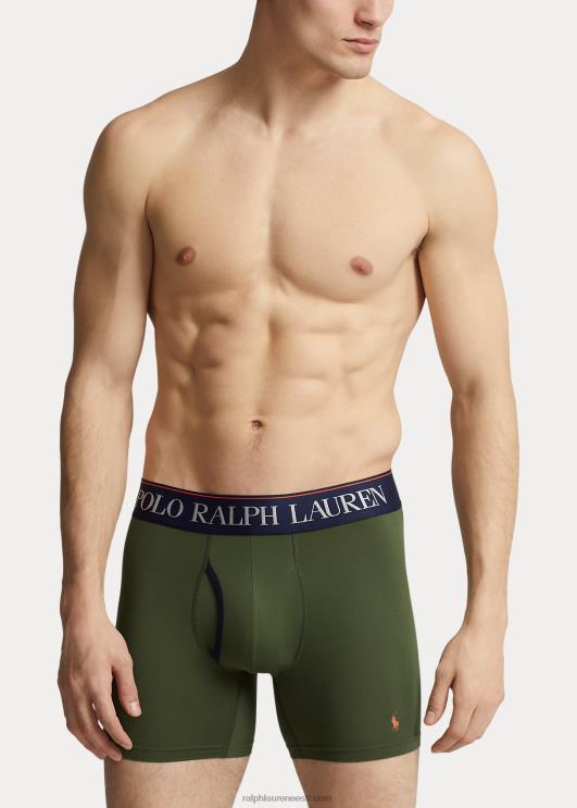 Ralph Lauren mehed 4d-flex mikrofiibrist bokserid, 3-pakk PR0V365 tumesinine/roheline/monogrammtrükk