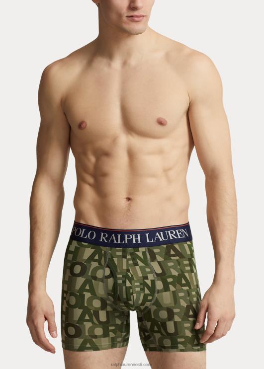 Ralph Lauren mehed 4d-flex mikrofiibrist bokserid, 3-pakk PR0V365 tumesinine/roheline/monogrammtrükk