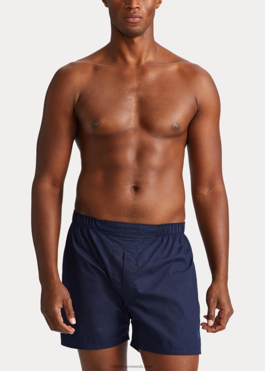 Ralph Lauren mehed klassikaline kootud puuvillane bokser 3-pakk PR0V1442 mereväe triibuga/muller ruuduline