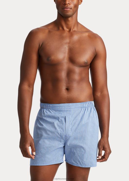Ralph Lauren mehed klassikaline kootud puuvillane bokser 3-pakk PR0V1442 mereväe triibuga/muller ruuduline