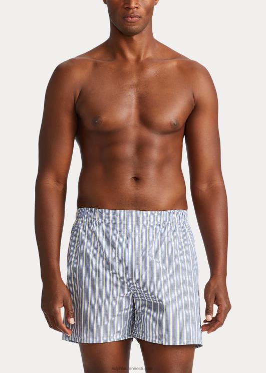 Ralph Lauren mehed klassikaline kootud puuvillane bokser 3-pakk PR0V8544 mereväe/sinine triip