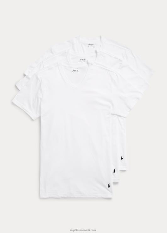 Ralph Lauren mehed klassikaline wicking v-kaelusega alussärk 3-pakk PR0V8585 valge