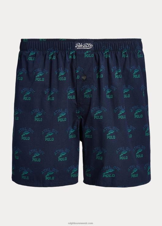 Ralph Lauren mehed logoprindiga puuvillane bokser PR0V351 mereväe trükk
