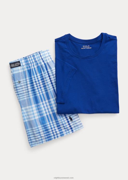 Ralph Lauren mehed puuvillane crewneck & ruuduline bokserite komplekt PR0V874 ruuduline merevägi / heritage royal