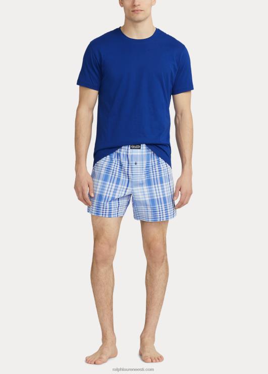 Ralph Lauren mehed puuvillane crewneck & ruuduline bokserite komplekt PR0V874 ruuduline merevägi / heritage royal