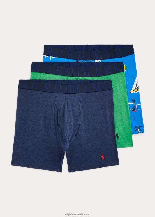 Ralph Lauren mehed venivad bokserid 3-pakendis PR0V475 merevägi/race the sea print