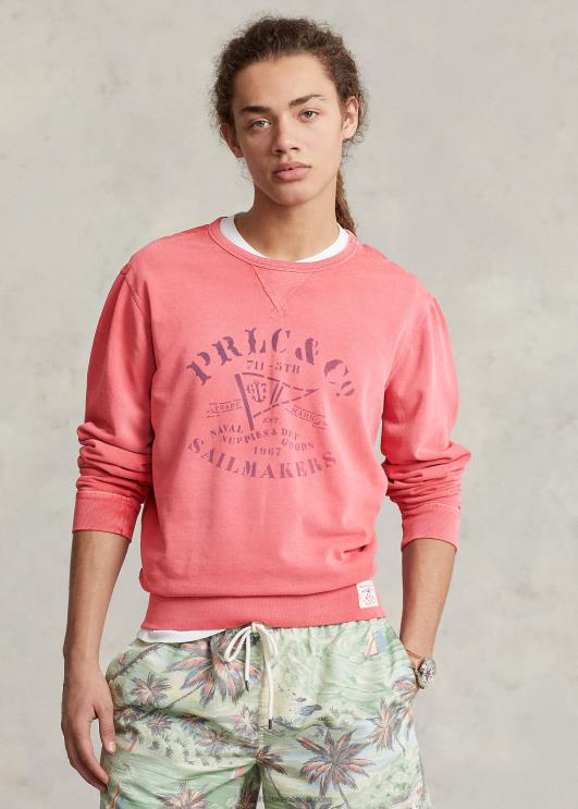 Ralph Lauren mehed fliisist graafiline dressipluus PR0V8593 postitus punane