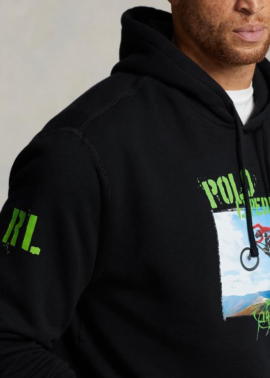 Ralph Lauren mehed fliisist graafiline kapuuts PR0V1931 must