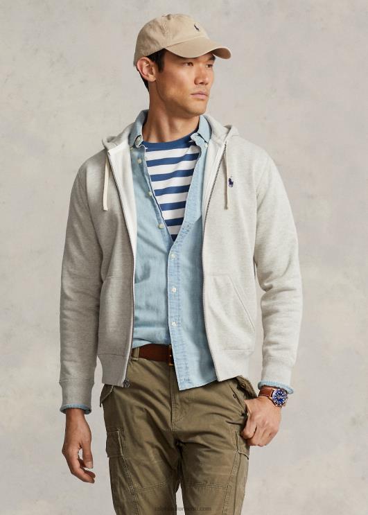 Ralph Lauren mehed fliisist täistõmblukuga kapuuts PR0V391 kerge sportlik kanarbik