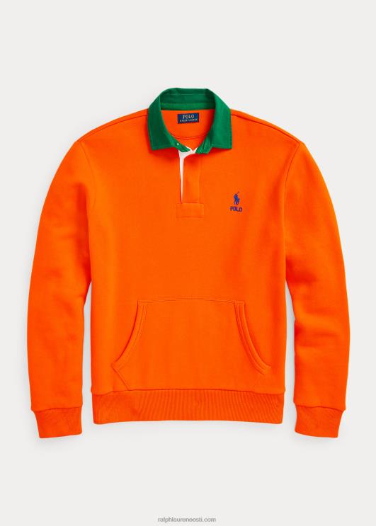 Ralph Lauren mehed kontrastse kraega fliisist ragbi dressipluus PR0V8530 purjekas oranž