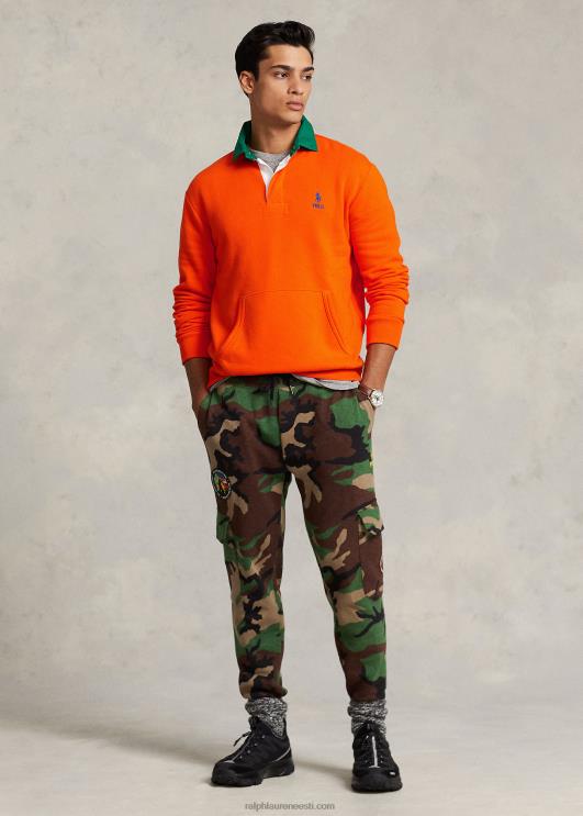 Ralph Lauren mehed kontrastse kraega fliisist ragbi dressipluus PR0V8530 purjekas oranž