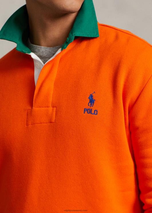 Ralph Lauren mehed kontrastse kraega fliisist ragbi dressipluus PR0V8530 purjekas oranž