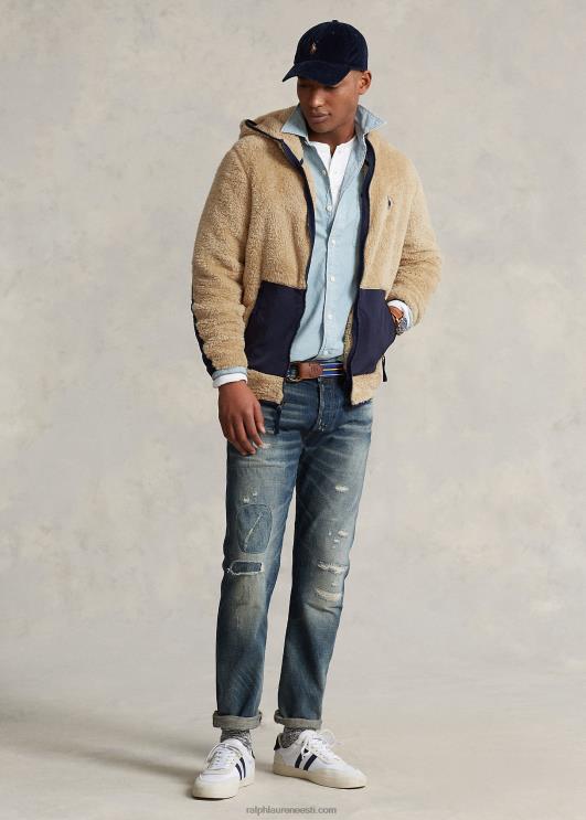 Ralph Lauren mehed kuhjaga fliisist täistõmblukuga kapuuts PR0V1184 liivadüün/newporti merevägi