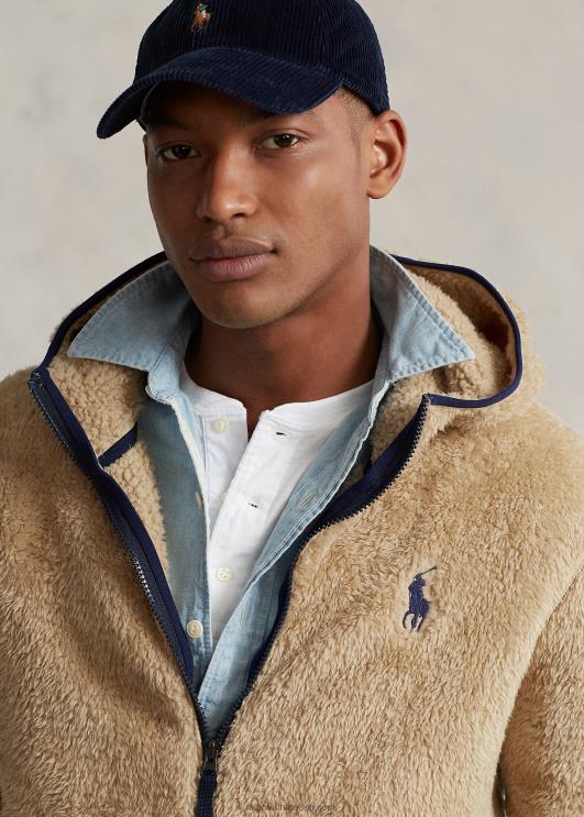 Ralph Lauren mehed kuhjaga fliisist täistõmblukuga kapuuts PR0V1184 liivadüün/newporti merevägi