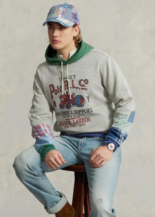 Ralph Lauren mehed lapitehnikas fliisist graafiline kapuuts PR0V103 loft kanarbik