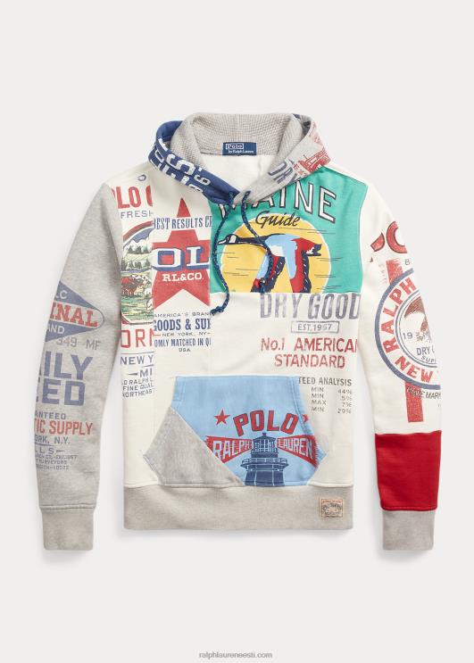 Ralph Lauren mehed lapitehnikas fliisist graafiline kapuuts PR0V8499 tekipesu valge multi