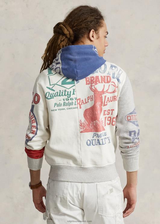 Ralph Lauren mehed lapitehnikas fliisist graafiline kapuuts PR0V8499 tekipesu valge multi