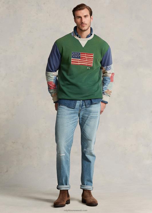 Ralph Lauren mehed lipp lapitehnikas varrukatega fliisist dressipluus PR0V1371 verano roheline