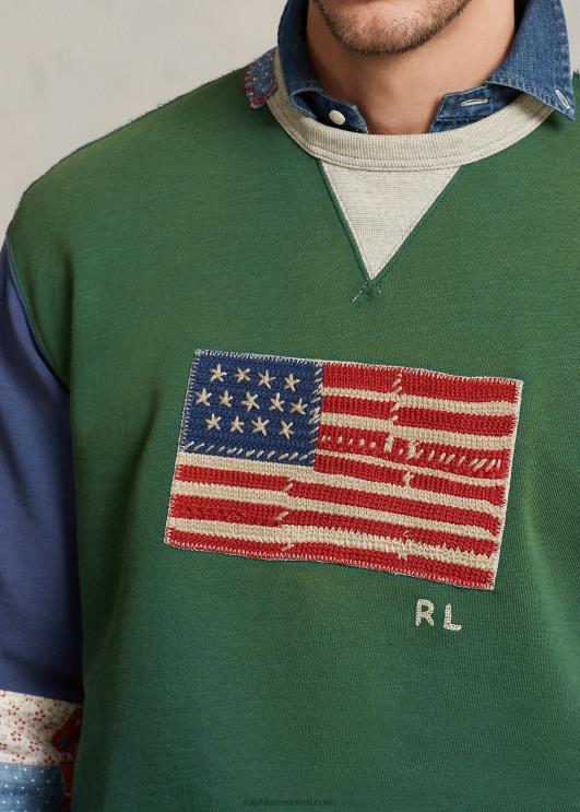 Ralph Lauren mehed lipp lapitehnikas varrukatega fliisist dressipluus PR0V1371 verano roheline