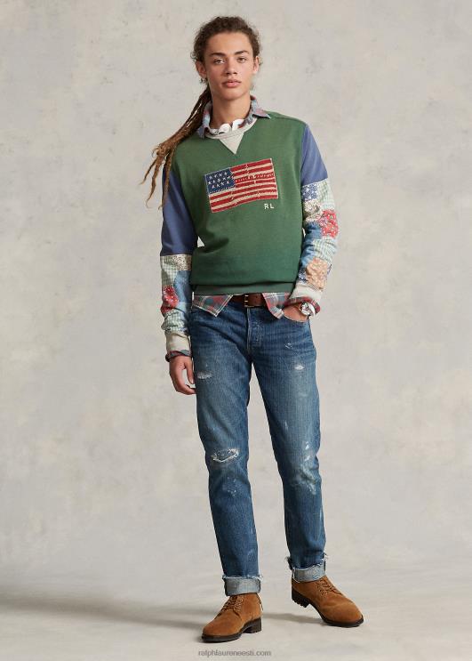 Ralph Lauren mehed lipp lapitehnikas varrukatega fliisist dressipluus PR0V8491 verano roheline