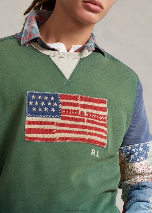 Ralph Lauren mehed lipp lapitehnikas varrukatega fliisist dressipluus PR0V8491 verano roheline