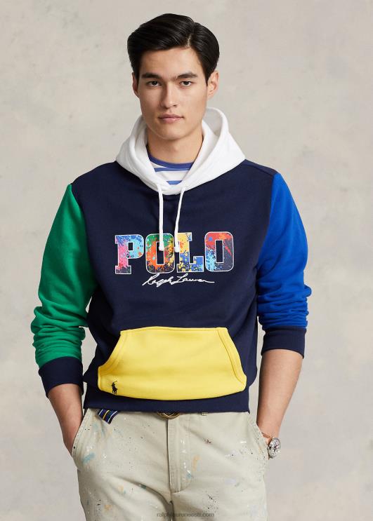 Ralph Lauren mehed logoga värviplokiga fliisist kapuuts PR0V1250 kruiisilaevastiku multi