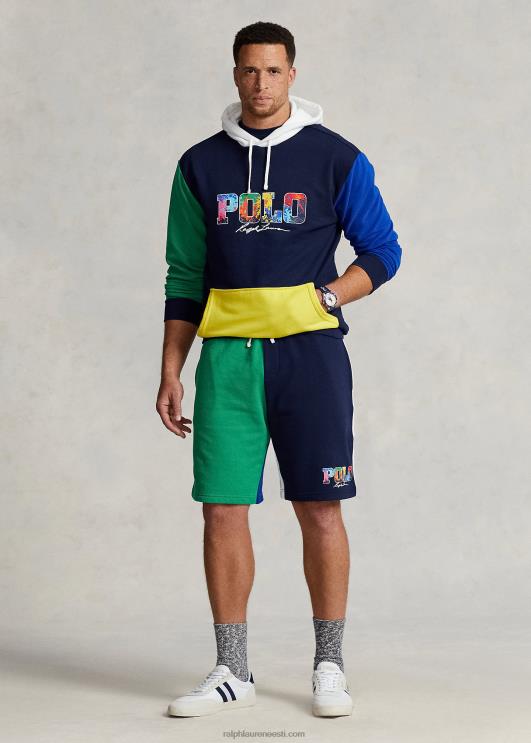 Ralph Lauren mehed logoga värviplokiga fliisist kapuuts PR0V1672 kruiisilaevastiku multi