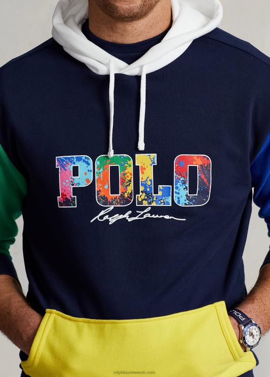 Ralph Lauren mehed logoga värviplokiga fliisist kapuuts PR0V1672 kruiisilaevastiku multi