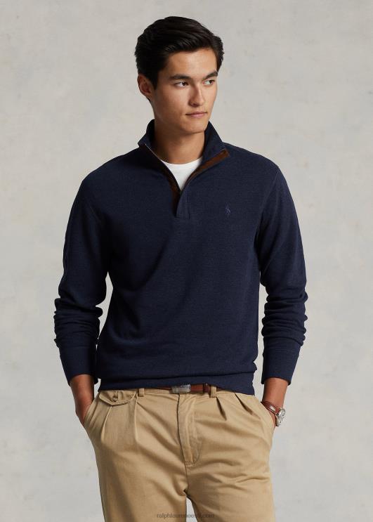 Ralph Lauren mehed luksuslik jersey veerandtõmblukuga pullover PR0V8512 kalasaba merevägi