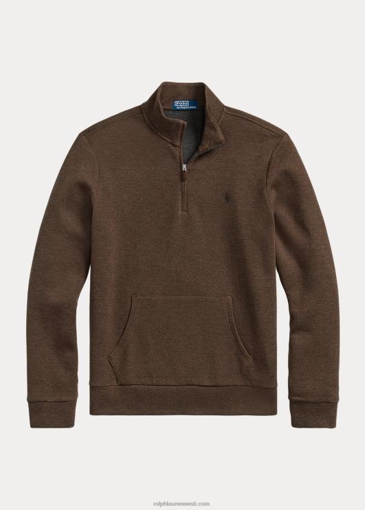 Ralph Lauren mehed topeltkootud võrgust veerandtõmblukuga pullover PR0V1065 muskaatpähkel pruun kanarbik