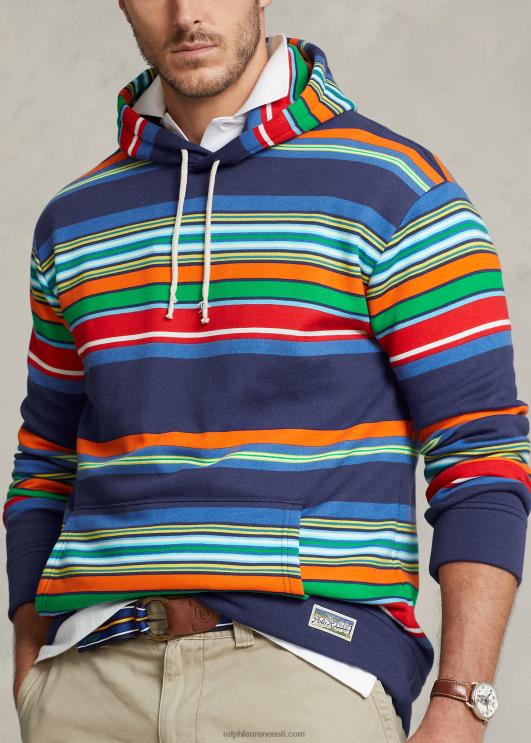 Ralph Lauren mehed triibuline fliisist kapuuts PR0V1374 tume koobalt/triip